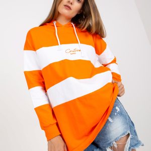 Wholesale Orange-white oversize sweatshirt with hoodie and embroidery RUE PARIS