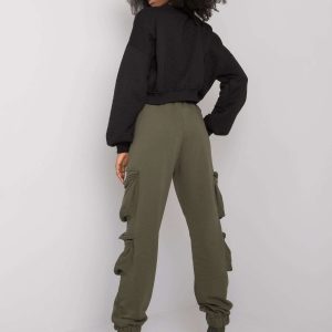 Wholesale Khaki women's sweatpants with pockets Mila RUE PARIS