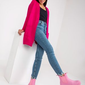 Wholesale Fuchsia classic cardigan with pockets Barreiro RUE PARIS