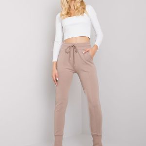 Wholesale Dark beige sweatpants with pockets Naomi RUE PARIS