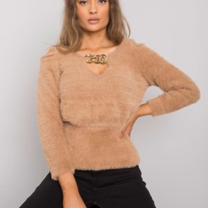 Wholesale Camel sweater with cutouts Leandre RUE PARIS