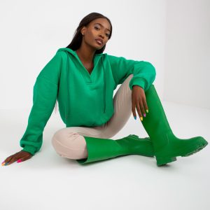 Wholesale Green Basic Oversize Sweatshirt with Hoodie