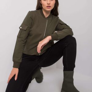 Wholesale Khaki bomber sweatshirt with pockets Bertena RUE PARIS