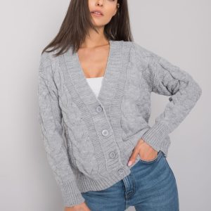 Wholesale Grey cardigan with braids Danville RUE PARIS