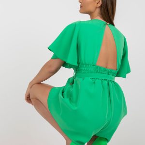 Wholesale Green jumpsuit for summer with neckline on the back RUE PARIS