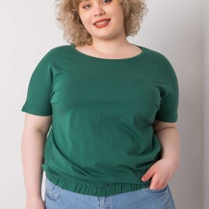 Wholesale Dark green plus size blouse with Addyson ribbed