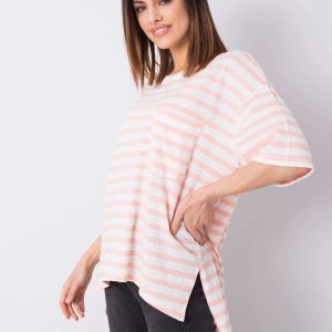 Wholesale White and pink striped t-shirt Maxine RUE PARIS