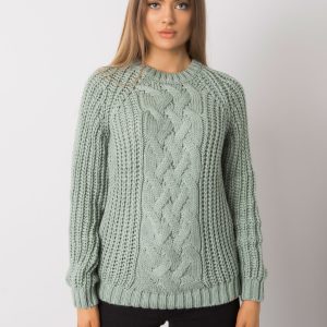 Wholesale Pistachio sweater with braids Belfast RUE PARIS