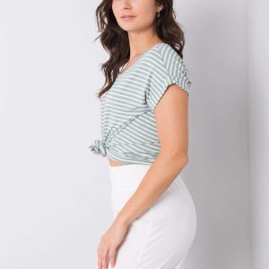 Wholesale Mint and white striped t-shirt Ximena RUE PARIS