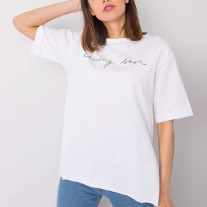 Wholesale White t-shirt with the inscription Riley RUE PARIS