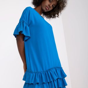 Wholesale Blue Women's Ruffle Mini Dress Melanie RUE PARIS