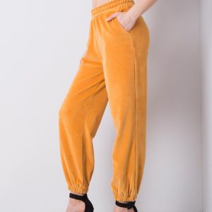 Wholesale Mariah RUE PARIS dark yellow velour sweatpants