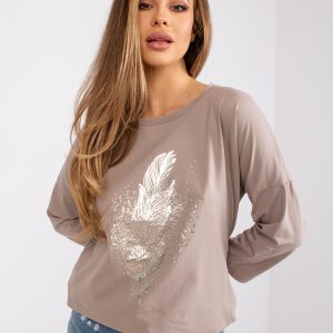 Wholesale Dark beige cotton blouse Eliana RUE PARIS