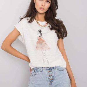 Wholesale Ecru beige t-shirt with print Stella RUE PARIS