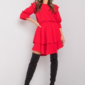 Wholesale Red dress with frills Cataleya RUE PARIS