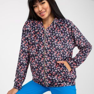 Wholesale Navy blue and pink velour floral sweatshirt RUE PARIS