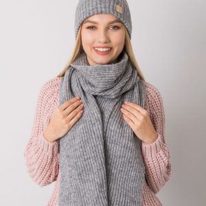 Wholesale Gray winter set hat and scarf RUE PARIS