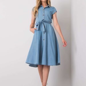 Wholesale Polly RUE PARIS blue cotton dress