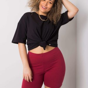 Wholesale Burgundy plus size shorts in Alessia cotton