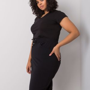 Wholesale Andreia Black Plus Size Cotton Skirt