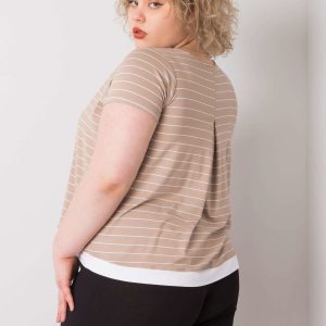 Wholesale Dark beige plus size blouse with viscose Lilianne