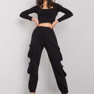 Wholesale Black women's sweatpants with pockets Mila RUE PARIS