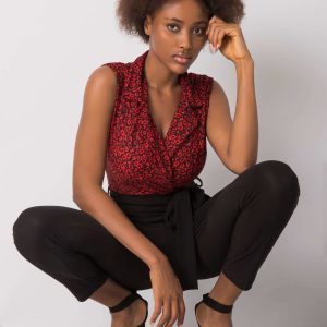 Wholesale Black and red jumpsuit with strap Seila RUE PARIS