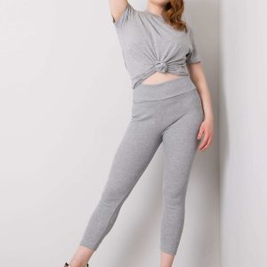 Wholesale Caitleen RUE PARIS grey plus size stripe leggings