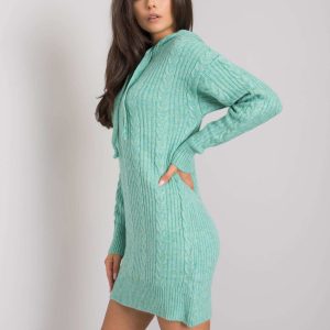 Wholesale Green knitted dress with hood Joselita RUE PARIS