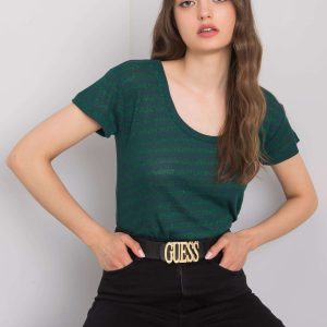 Wholesale Dark green striped t-shirt Alexa RUE PARIS