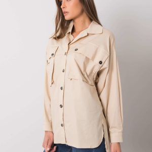 Wholesale Beige shirt with pockets Elora RUE PARIS