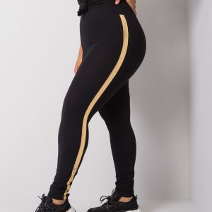 Wholesale Black and gold plus size leggings with charlotta stripes