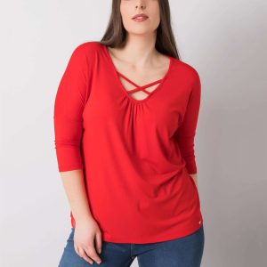 Wholesale Red plus size blouse with viscose Mariel