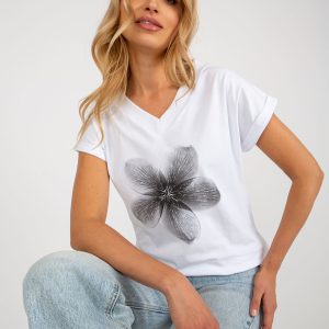 Wholesale White blouse with flower print RUE PARIS