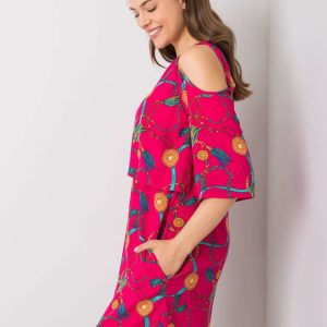 Wholesale Fuchsia dress with prints Maresol RUE PARIS