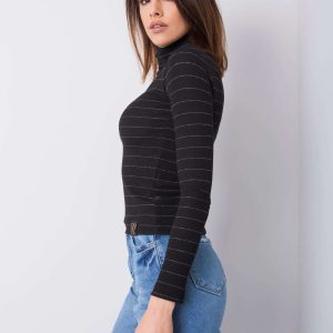 Wholesale Black and silver turtleneck sweater Leslie RUE PARIS