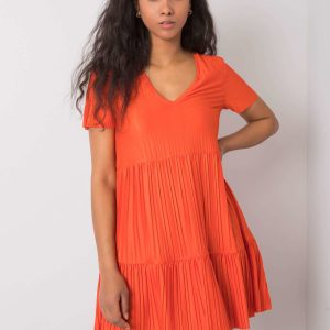 Wholesale Orange Pleated Dress Yazmin RUE PARIS