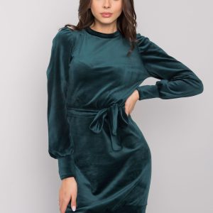 Wholesale Dark green velour dress with Amaliee belt