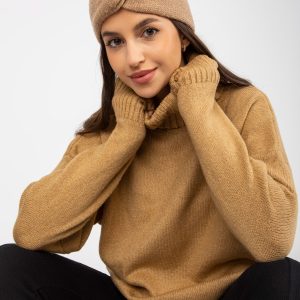 Wholesale Camel long sweater with high turtleneck RUE PARIS