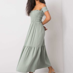 Wholesale Pale green dress with ruffle Pallavi RUE PARIS