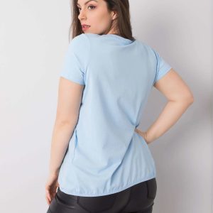 Wholesale Blue Blue Celeste Cotton Plus Size Blouse