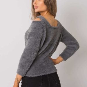 Wholesale Dark grey cutout sweater Leandre RUE PARIS