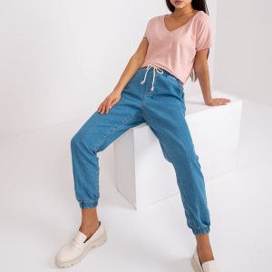 Wholesale Blue jeans with elastic waistband Cornelia RUE PARIS