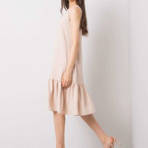 Wholesale Beige dress with ruffle Jossie RUE PARIS