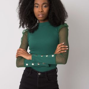 Wholesale Dark green women's turtleneck blouse Donnah RUE PARIS