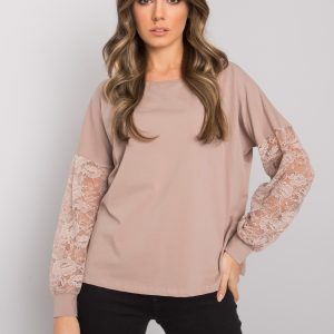 Wholesale Dark beige blouse with lace Shantelle RUE PARIS