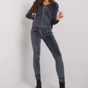 Wholesale Graphite two-piece velour set Roxe RUE PARIS