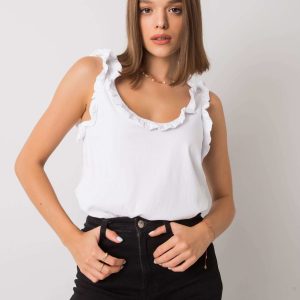 Wholesale Sarai RUE PARIS white frills top