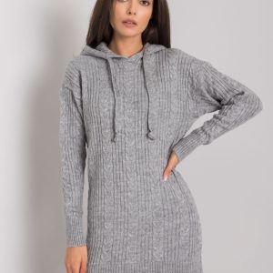 Wholesale Gray knitted dress with hood Joselita RUE PARIS