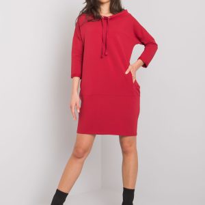 Wholesale Burgundy dress with pockets Ordino RUE PARIS